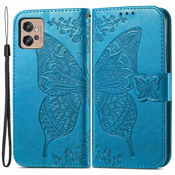 Flip case for Motorola Moto G32, Butterfly, blue