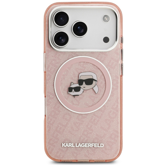 Karl Lagerfeld IML Glitter Karl & Choupette Heads Logo MagSafe Case for iPhone 17 Pro Max