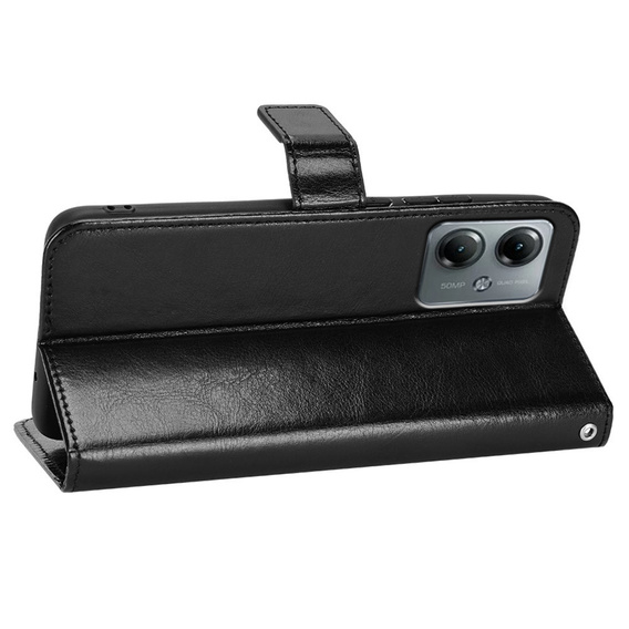 Flip case for Motorola Moto G14, Crazy Horse Wallet, black