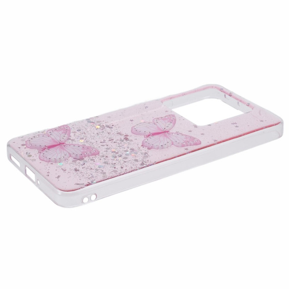 Case for Xiaomi 13T / 13T Pro / Redmi K60 Ultra, Glitter Butterfly, pink