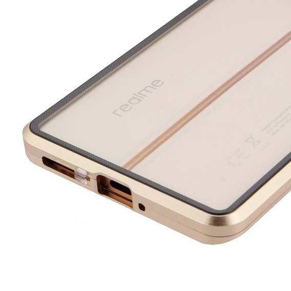 Case for Realme 11 Pro 5G / Pro+ 5G, Magnetic Dual Glass, gold