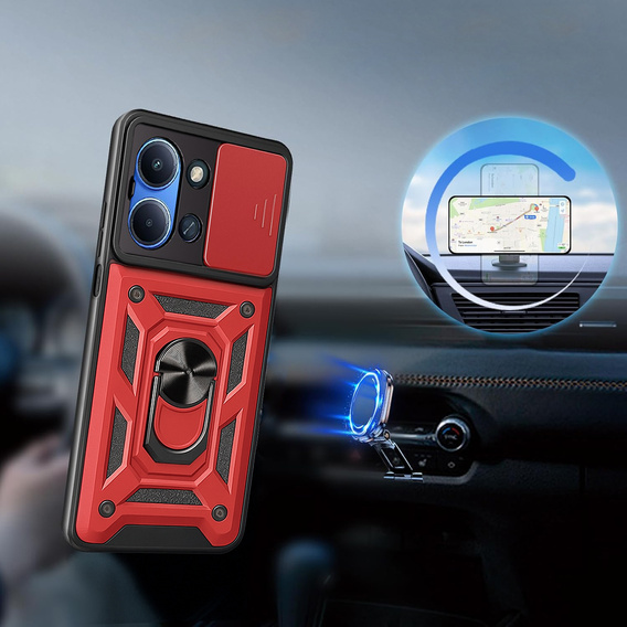 Armoured case for Xiaomi Redmi 15C 4G/LTE, with camera protection, with stand, red