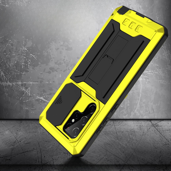 Armored case for Samsung Galaxy S22 Ultra, R-JUST CamShield Slide, yellow