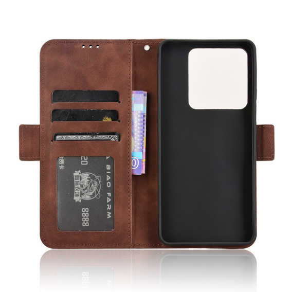 Flip case for Xiaomi Poco M7 Pro 5G, Card Slot, brown
