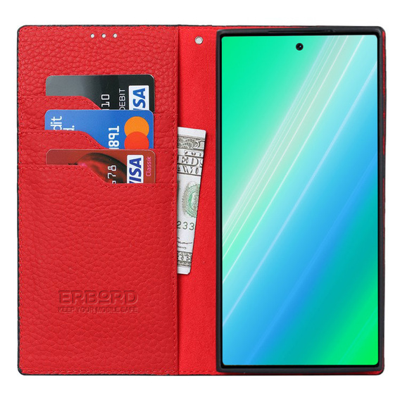 Leather case for Samsung Galaxy S23 Plus, ERBORD Grain Leather, red