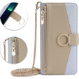 Flip case for iPhone 14, Wallet Zipper Pocket, with mirror, blue