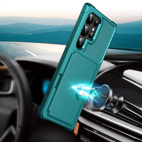 Case for Samsung Galaxy S24 Ultra, Card Holder Kickstand, green