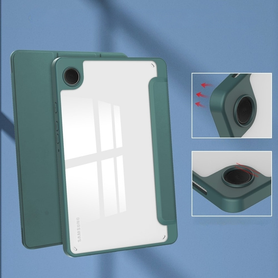 Case for Samsung Galaxy Tab A9, Smartcase Hybrid, with stylus space, dark green