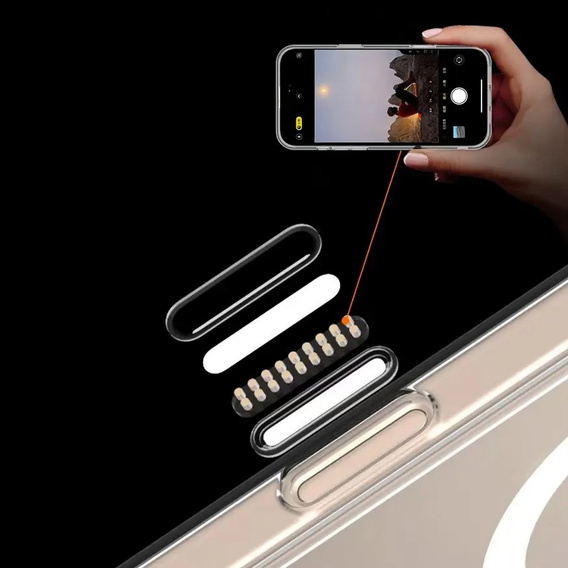 ERBORD Case with MagSafe for iPhone 16 Pro, active button, transparent + Screen Glass