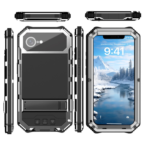 Armored case for iPhone 16E, R-JUST, silver