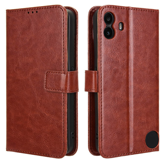 Flip case for Nothing CMF Phone 1, Crazy Horse Wallet, brown