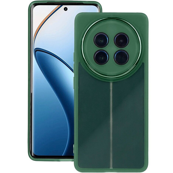 Silicone case for Realme 12, with camera protection, transparent / green