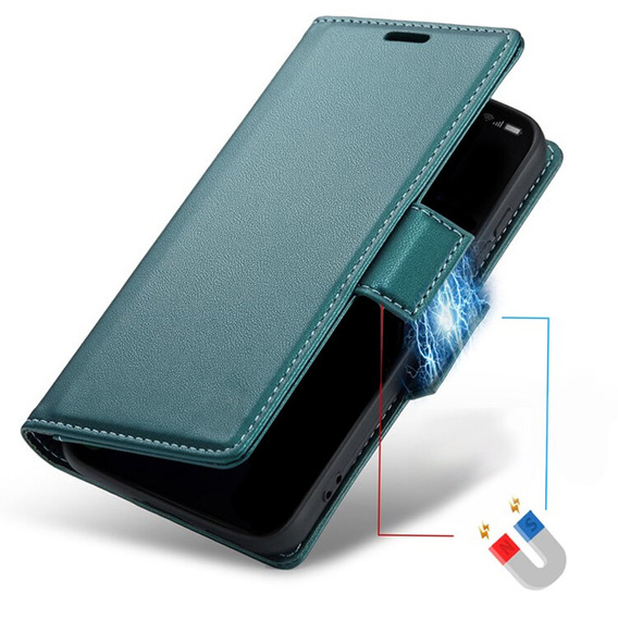 Case for Xiaomi Redmi Note 13 Pro 4G / Xiaomi Redmi Note 14S / Xiaomi Poco M6 Pro 4G, ERBORD Glossy Litchi, wallet with flap, green