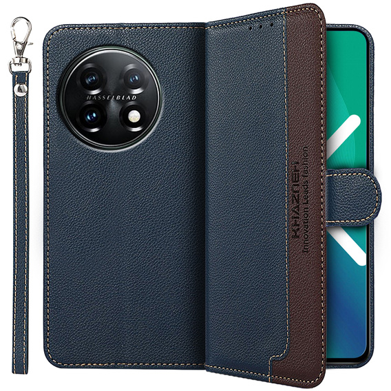 Flip case for OnePlus 11 5G, KHAZNEH RFID, Dual Color, dark blue