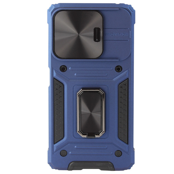 Armored Case for Xiaomi Redmi Note 13 5G, CamShield Slide, blue + Tempered Glass 9H