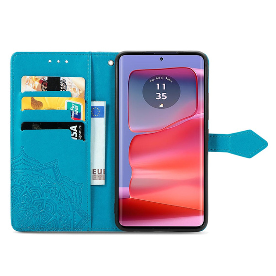 Flip case for Motorola Edge 50 Pro, Mandala, blue