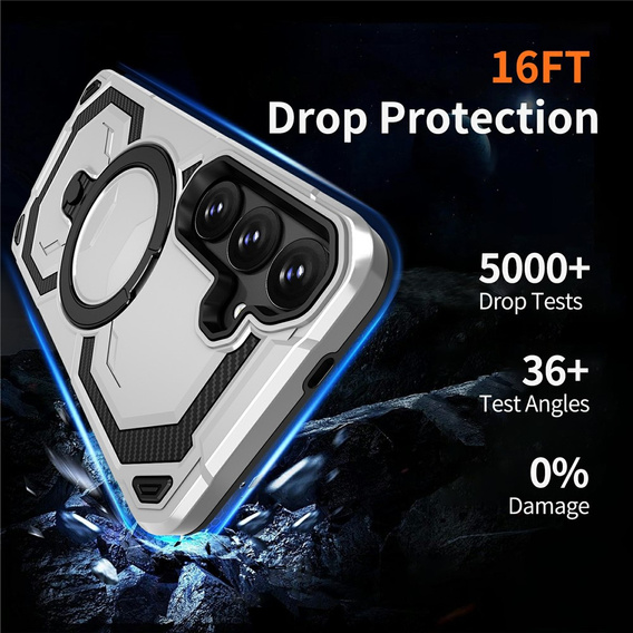 Magnetic case with stand for Samsung Galaxy A57 5G, silver