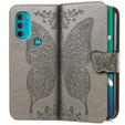 Flip case for Motorola Moto G71 5G, Butterfly, grey