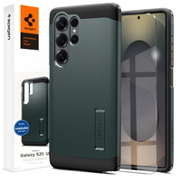 Spigen case for Samsung Galaxy S25 Ultra, Tough Armor Mag MagSafe, green + 9H Tempered Glass