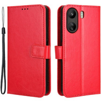 Flip case for Xiaomi Redmi 13C / Poco C65, Crazy Horse Wallet, red