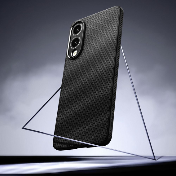 Spigen case for Samsung Galaxy S25 Edge, Liquid Air, black + 9H Tempered Glass