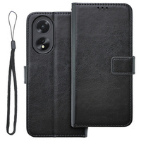 Flip case for Oppo A58 4G, Crazy Horse Wallet, black