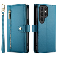 Flip case for Samsung Galaxy S25 Ultra, Wallet Zipper Pocket, blue
