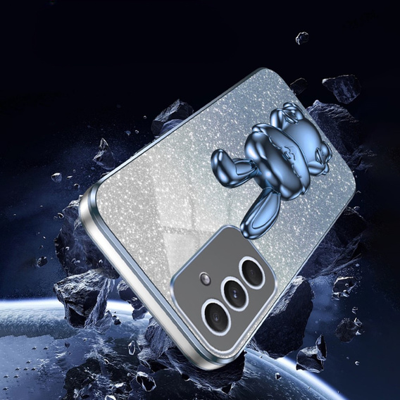 Case for Samsung Galaxy A54 5G, Glitter Rabbit, with slide-out stand, blue