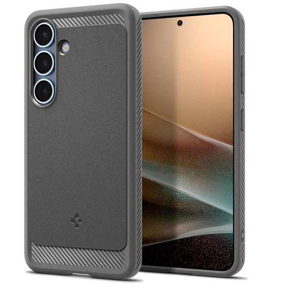 Spigen case for Samsung Galaxy S25, Rugged Armor MagSafe, grey + Tempered Glass 9H