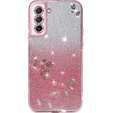 Case for Samsung Galaxy S21 FE, Glitter Flower, pink rose gold
