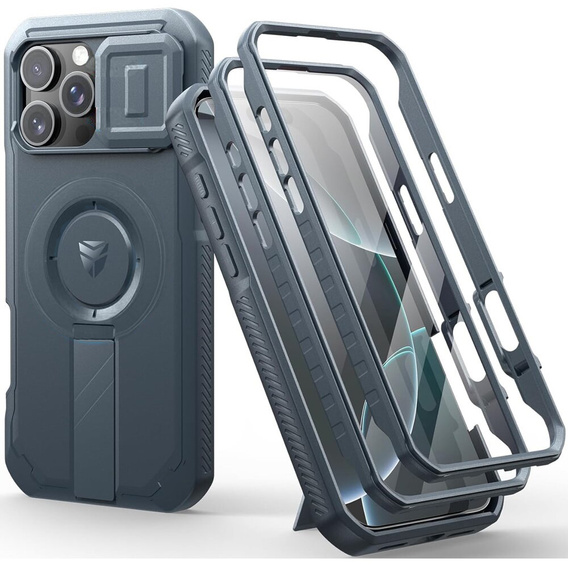 Armored case for iPhone 16 Pro Max, Dexnor CamProtect MagSafe, blue (Two frames)