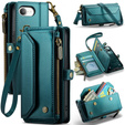 Case CASEME for iPhone16e, RFID Leather Wallet, with shoulder strap, green