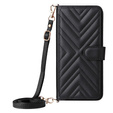 Crossbody Leather Wallet flip case for Samsung Galaxy S25 Edge, black