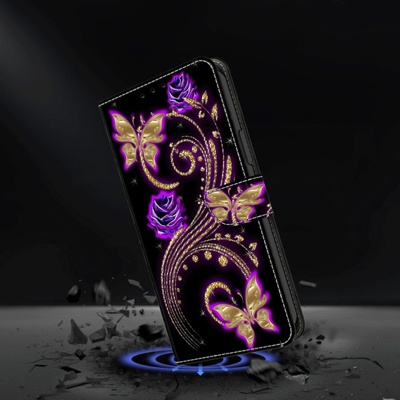 Flip case for Xiaomi Redmi Note 12 4G, Wallet, flowers & butterfly, white