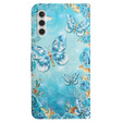 Flip case for Samsung Galaxy A05s, Wallet, Blue Gold Butterflies, blue