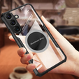 Case for Samsung Galaxy M35, with magnetic sheet, transparent / black
