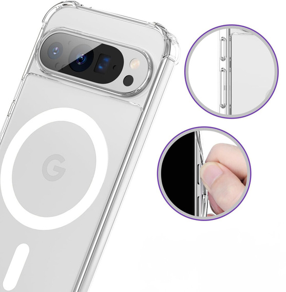 Case for Google Pixel 9 / 9 Pro, Dropproof MagSafe, transparent