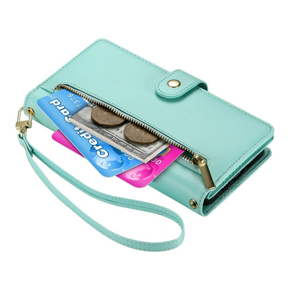 Flip case for Samsung Galaxy A56 5G, Wallet Zipper Pocket, green