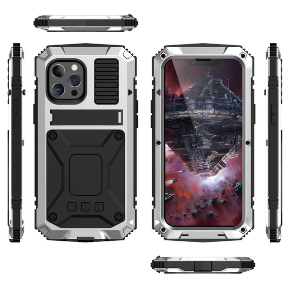 Case for iPhone 13 Mini, R-JUST, armoured, silver