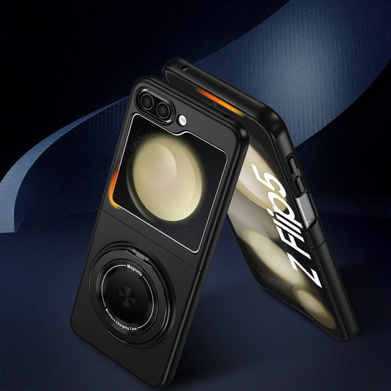 GKK case for Galaxy Z Flip 5 5G, Corners Dropproof MagSafe, clear / purple