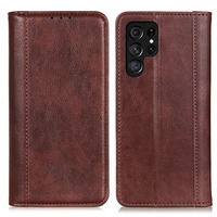 Case for Samsung Galaxy S24 Ultra, Wallet Litchi Leather, brown