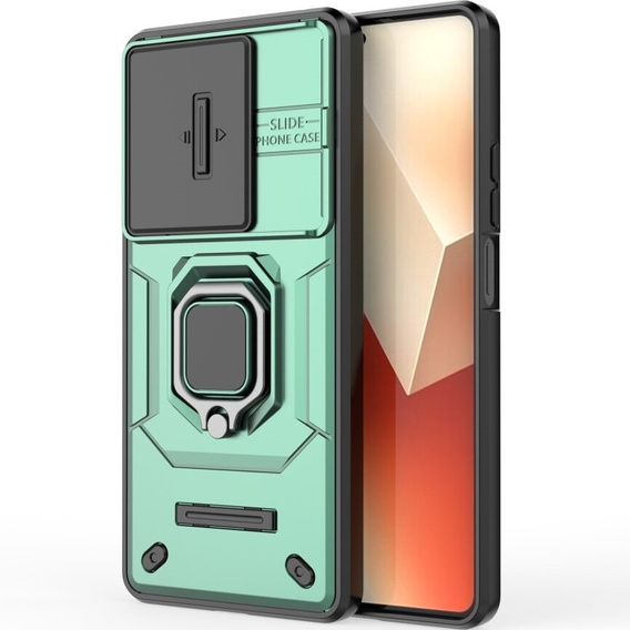 Case for Xiaomi Redmi Note 13 5G, KickStand Camera Lens, green