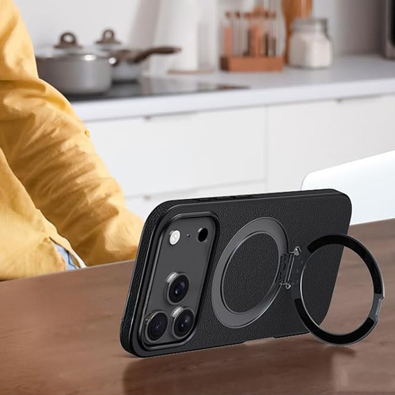 Leather case with MagSafe stand for iPhone 17 Pro Max