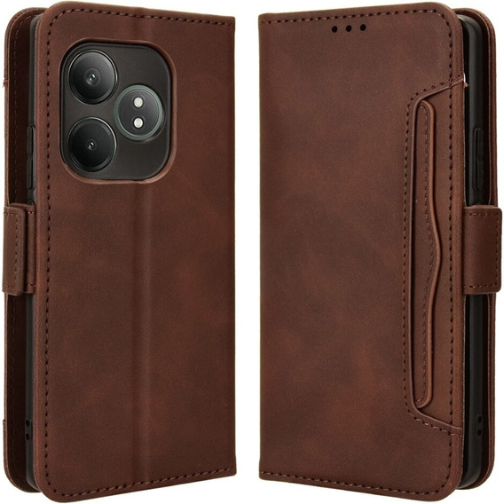 Flip case for Realme GT 6 / 6T, Card Slot, brown