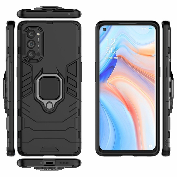 Case for Oppo Reno 4 Pro 5G, Kickstand Ring, black