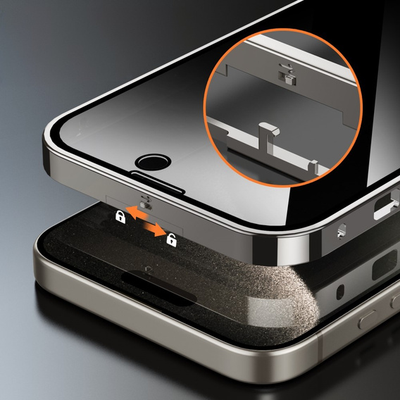 Case for iPhone 15 Pro, Privacy Dual Glass, for MagSafe, silver