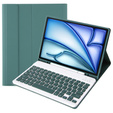 Case + keyboard Apple iPad Air 11" 6 gen. 2024, Leather Pen Slot, dark green