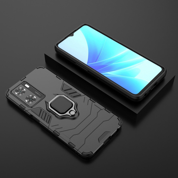 Case for Oppo A57s, Kickstand Ring, black