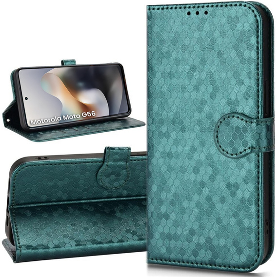 Flip case for Motorola Moto G56 5G, Wallet Rhombus, green