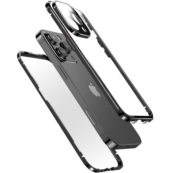 Case for iPhone 16 Pro, Magnetic Dual Glass, black